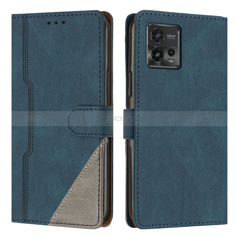 Coque Portefeuille Livre Cuir Etui Clapet H10X pour Motorola Moto G72 Bleu Plus