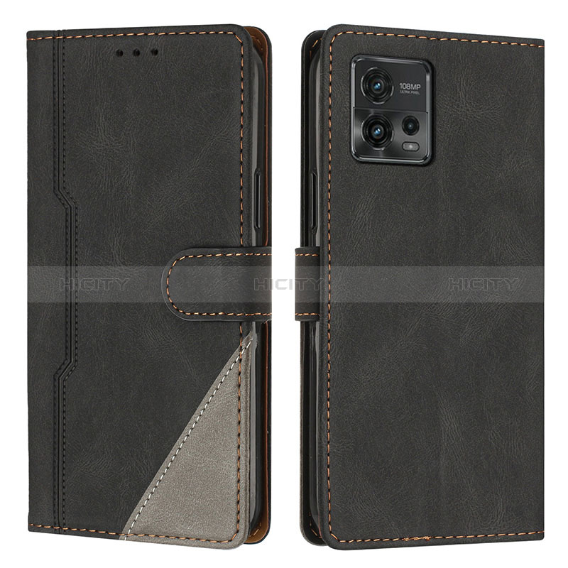 Coque Portefeuille Livre Cuir Etui Clapet H10X pour Motorola Moto G72 Noir Plus