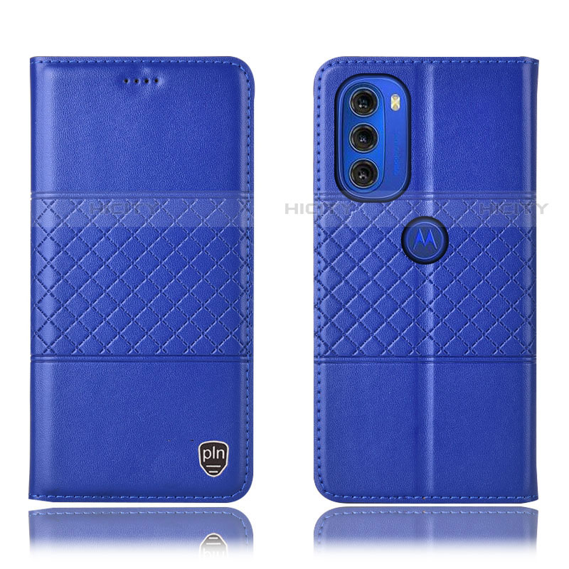 Coque Portefeuille Livre Cuir Etui Clapet H11P pour Motorola Moto G51 5G Bleu Plus