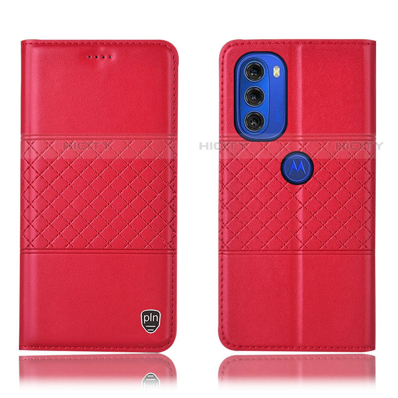 Coque Portefeuille Livre Cuir Etui Clapet H11P pour Motorola Moto G51 5G Rouge Plus