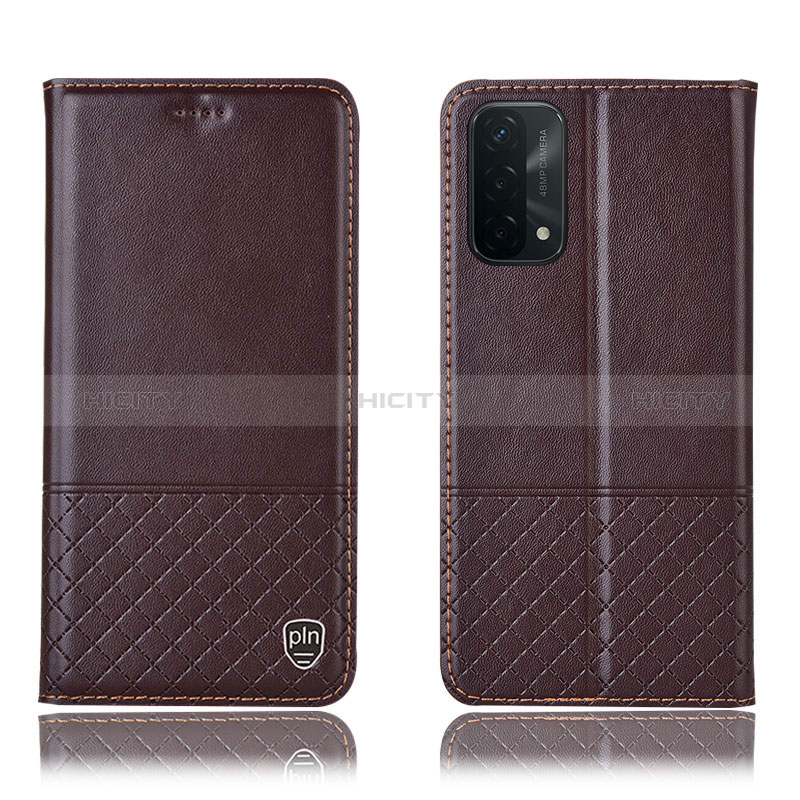 Coque Portefeuille Livre Cuir Etui Clapet H11P pour Oppo A54 5G Marron Plus