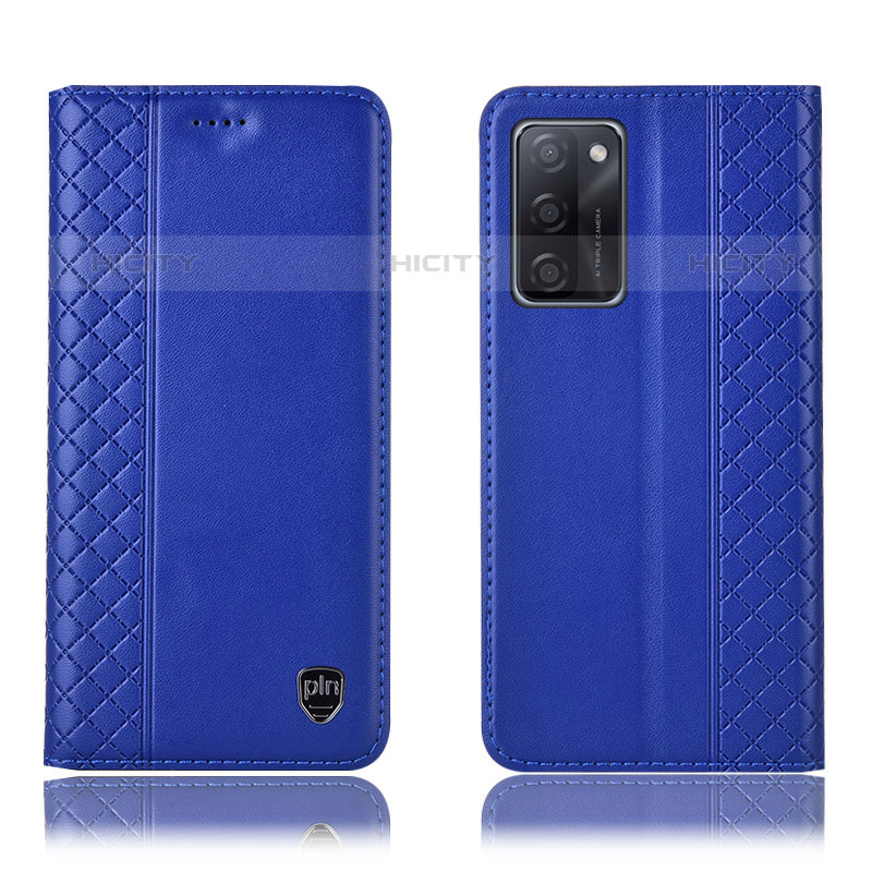 Coque Portefeuille Livre Cuir Etui Clapet H11P pour Oppo A55S 5G Bleu Plus