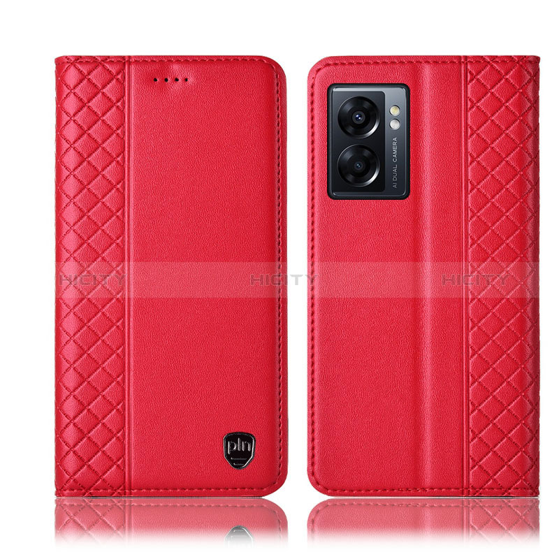 Coque Portefeuille Livre Cuir Etui Clapet H11P pour Oppo A56S 5G Rouge Plus