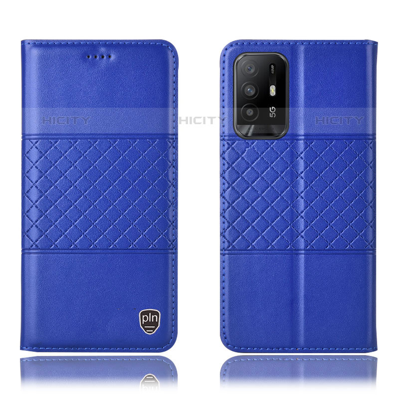 Coque Portefeuille Livre Cuir Etui Clapet H11P pour Oppo A95 5G Bleu Plus