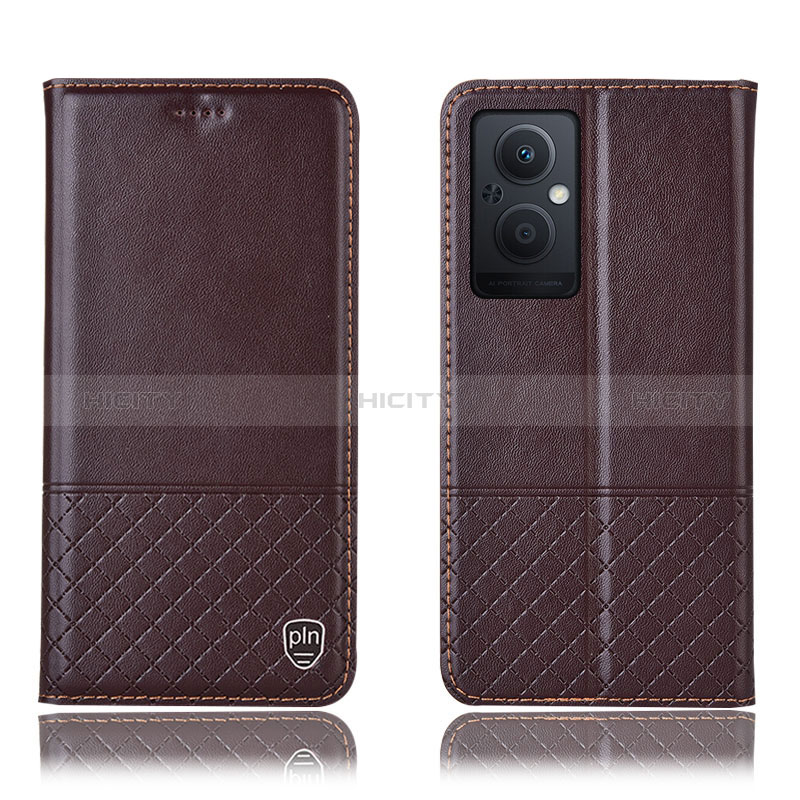 Coque Portefeuille Livre Cuir Etui Clapet H11P pour Oppo A96 5G Marron Plus