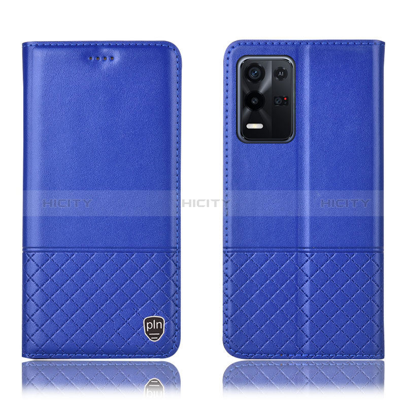 Coque Portefeuille Livre Cuir Etui Clapet H11P pour Oppo K9X 5G Bleu Plus