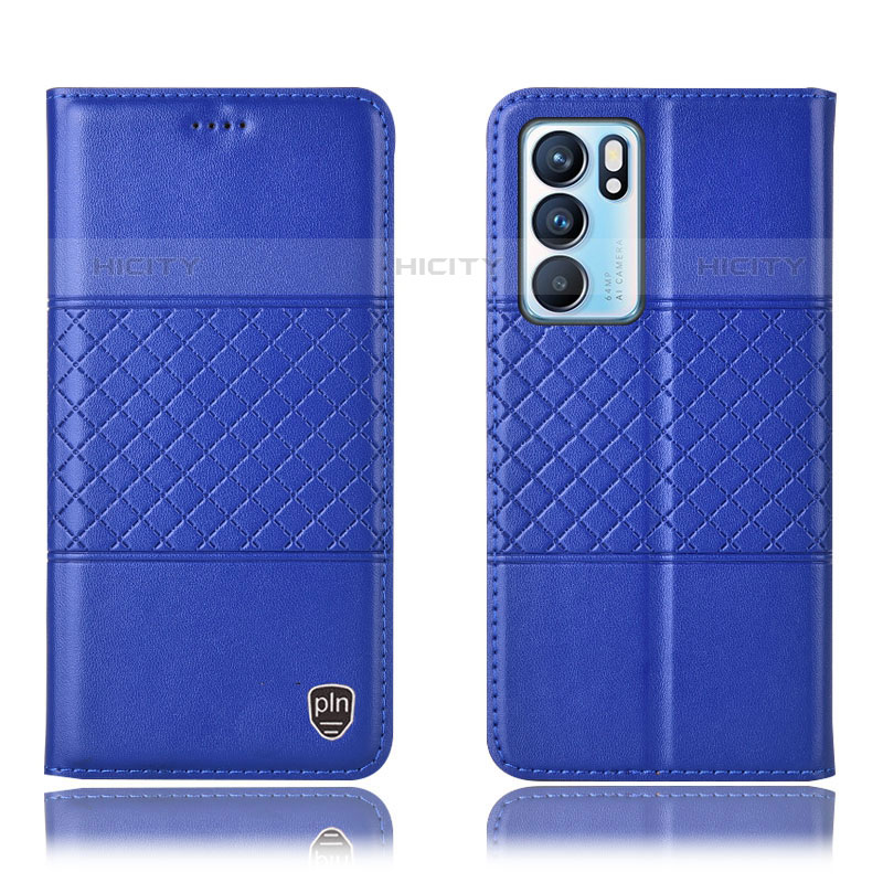 Coque Portefeuille Livre Cuir Etui Clapet H11P pour Oppo Reno6 5G Bleu Plus