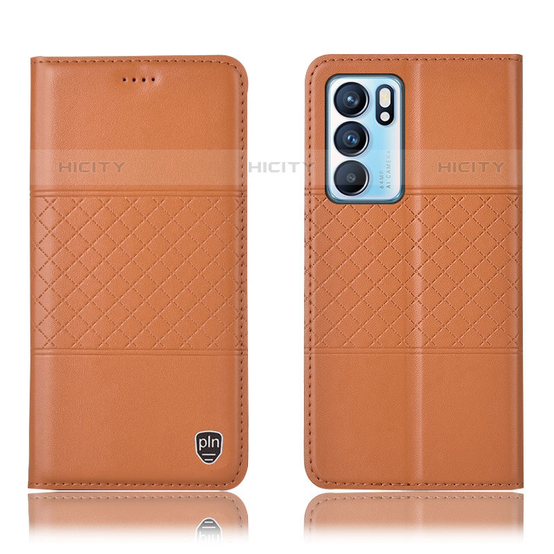 Coque Portefeuille Livre Cuir Etui Clapet H11P pour Oppo Reno6 5G Orange Plus