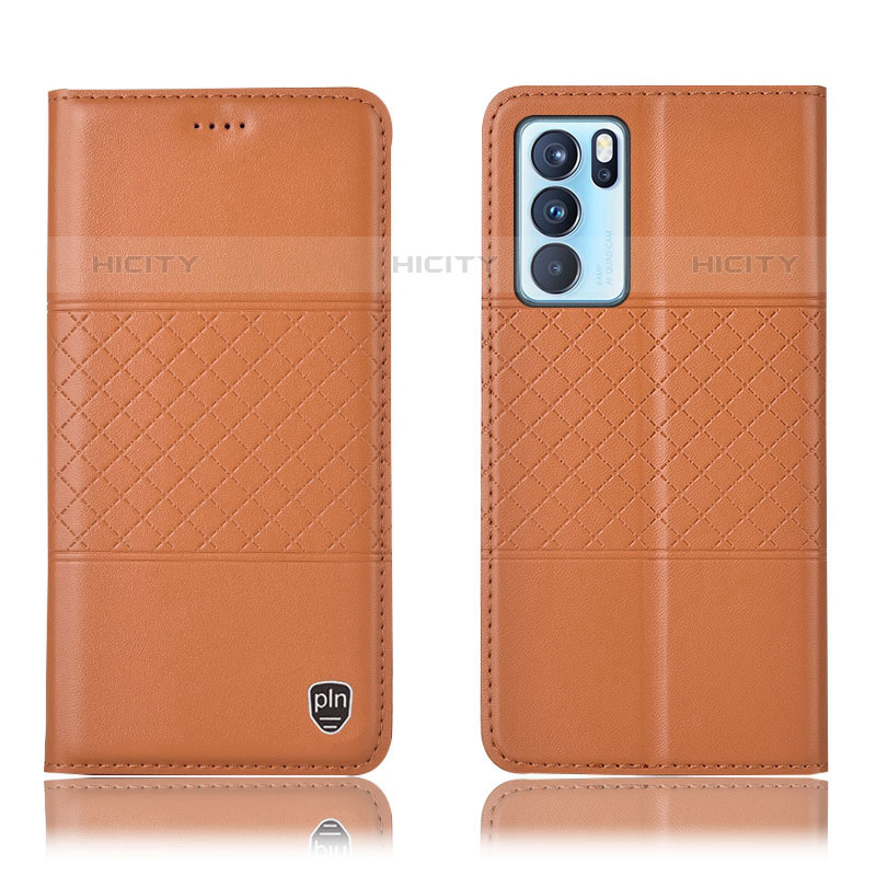 Coque Portefeuille Livre Cuir Etui Clapet H11P pour Oppo Reno6 Pro 5G India Orange Plus