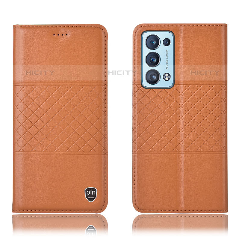 Coque Portefeuille Livre Cuir Etui Clapet H11P pour Oppo Reno6 Pro 5G Orange Plus