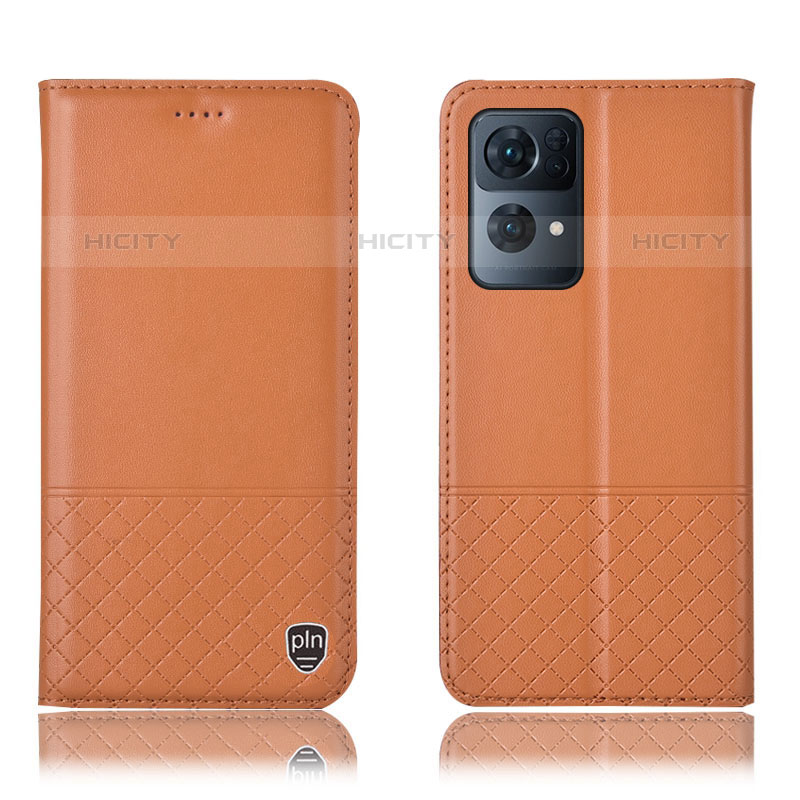 Coque Portefeuille Livre Cuir Etui Clapet H11P pour Oppo Reno7 Pro 5G Orange Plus