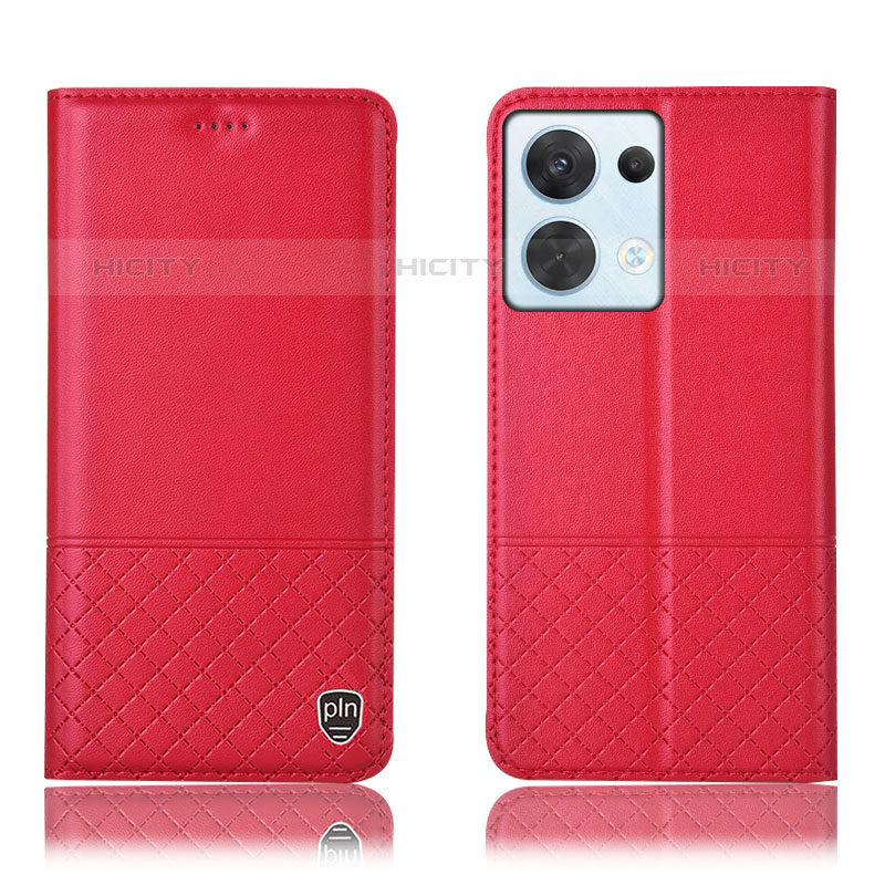 Coque Portefeuille Livre Cuir Etui Clapet H11P pour Oppo Reno8 5G Rouge Plus