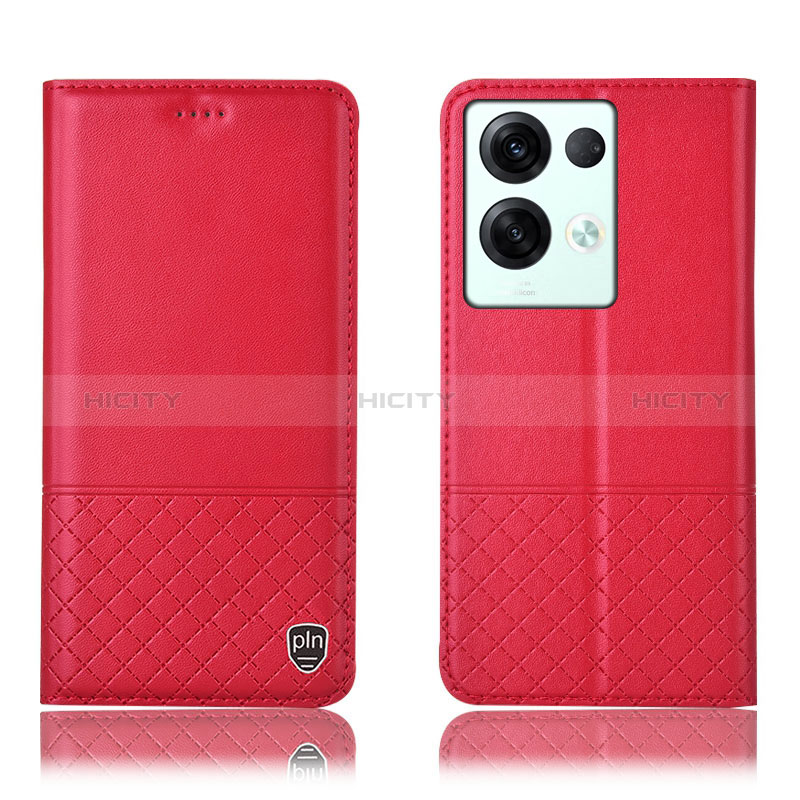 Coque Portefeuille Livre Cuir Etui Clapet H11P pour Oppo Reno9 Pro+ Plus 5G Rouge Plus