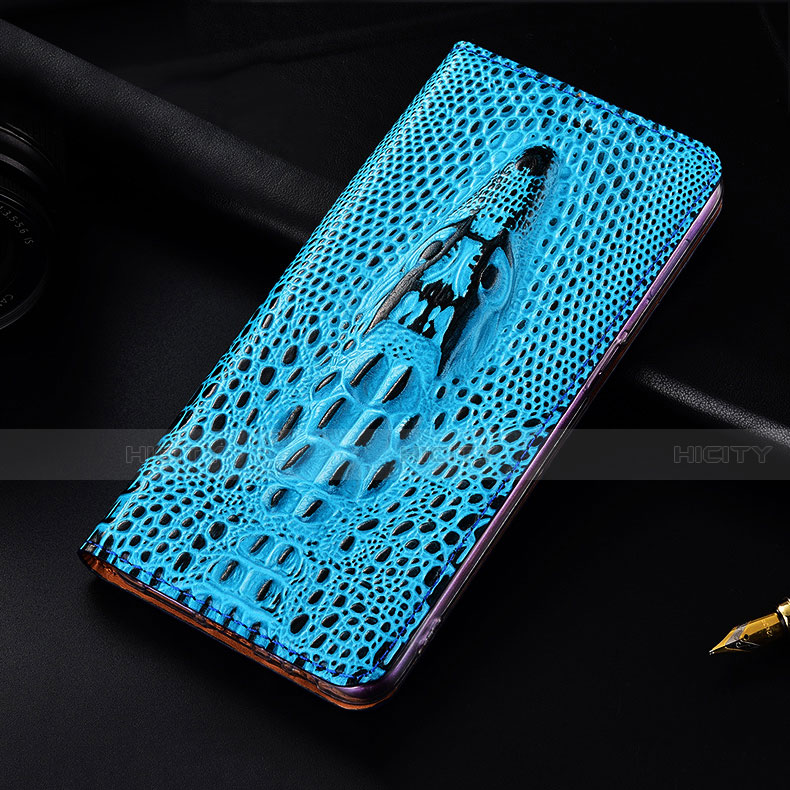 Coque Portefeuille Livre Cuir Etui Clapet H15 pour Apple iPhone 13 Pro Max Bleu Plus