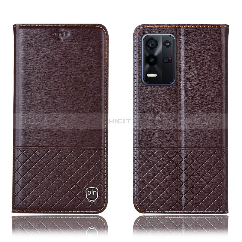 Coque Portefeuille Livre Cuir Etui Clapet H15P pour Oppo K9X 5G Marron Plus