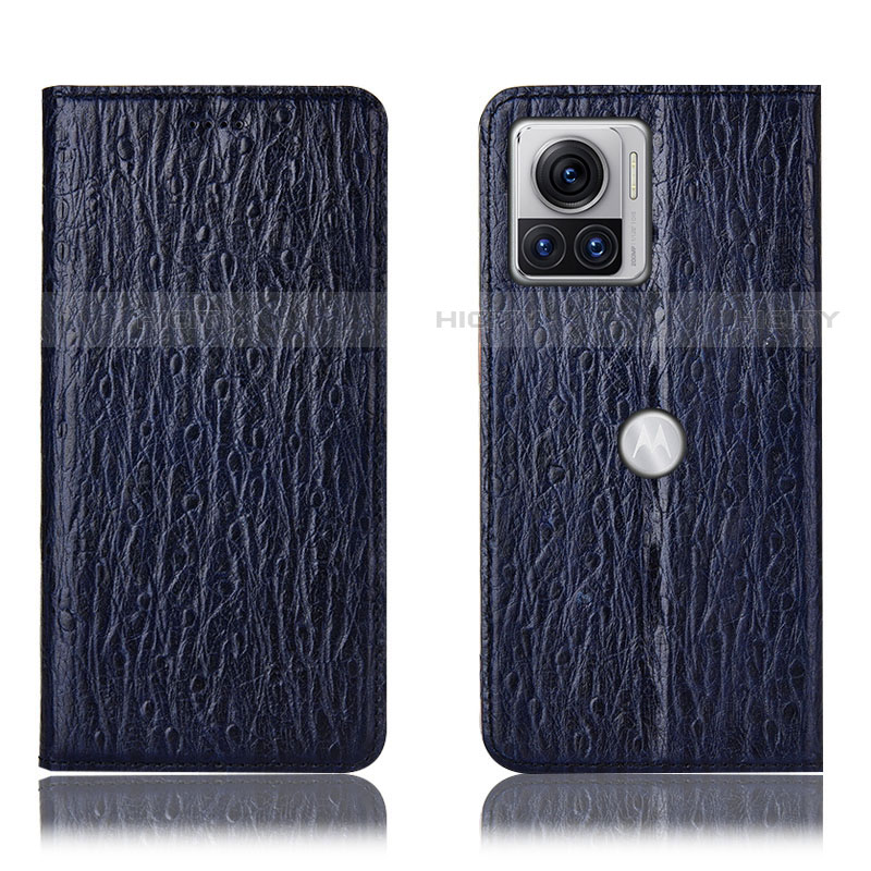 Coque Portefeuille Livre Cuir Etui Clapet H16P pour Motorola Moto Edge 30 Ultra 5G Bleu Plus