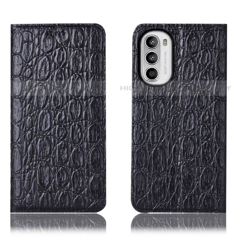 Coque Portefeuille Livre Cuir Etui Clapet H16P pour Motorola Moto G82 5G Noir Plus