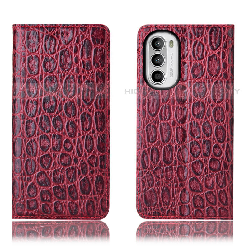 Coque Portefeuille Livre Cuir Etui Clapet H16P pour Motorola Moto G82 5G Rouge Plus