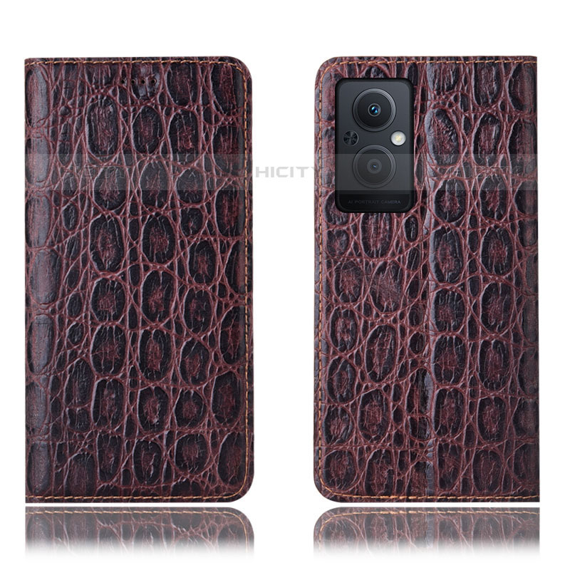 Coque Portefeuille Livre Cuir Etui Clapet H16P pour OnePlus Nord N20 5G Marron Plus