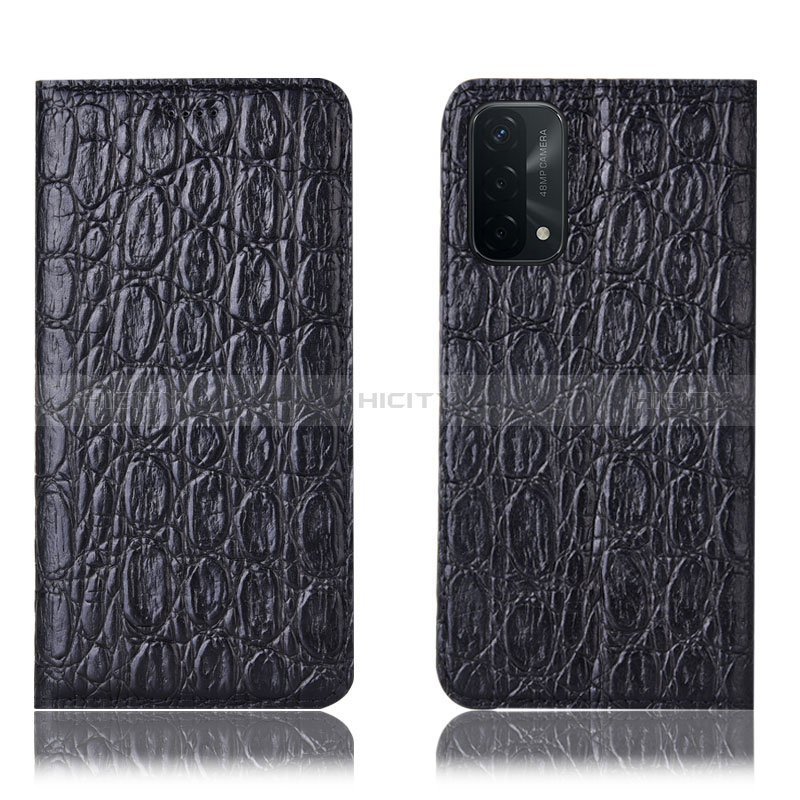 Coque Portefeuille Livre Cuir Etui Clapet H16P pour Oppo A54 5G Noir Plus