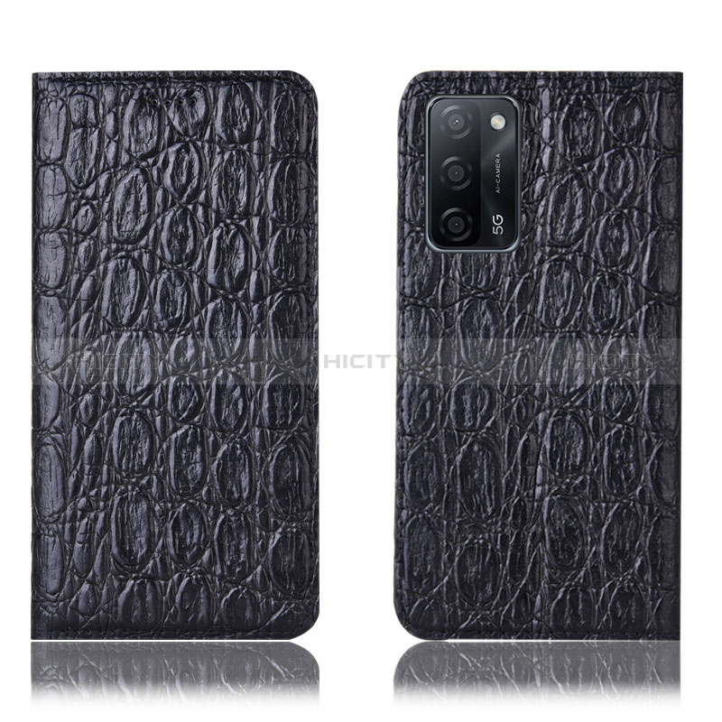 Coque Portefeuille Livre Cuir Etui Clapet H16P pour Oppo A56 5G Noir Plus