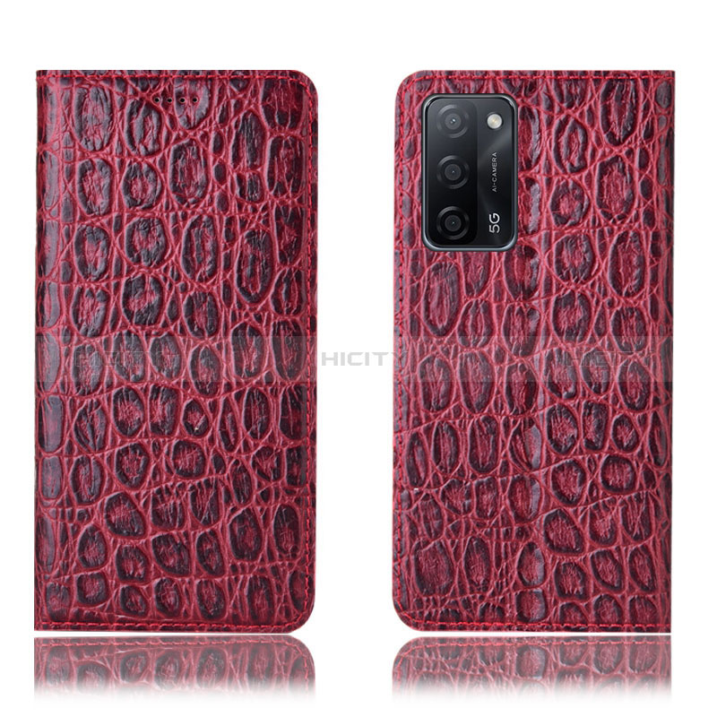 Coque Portefeuille Livre Cuir Etui Clapet H16P pour Oppo A56 5G Rouge Plus