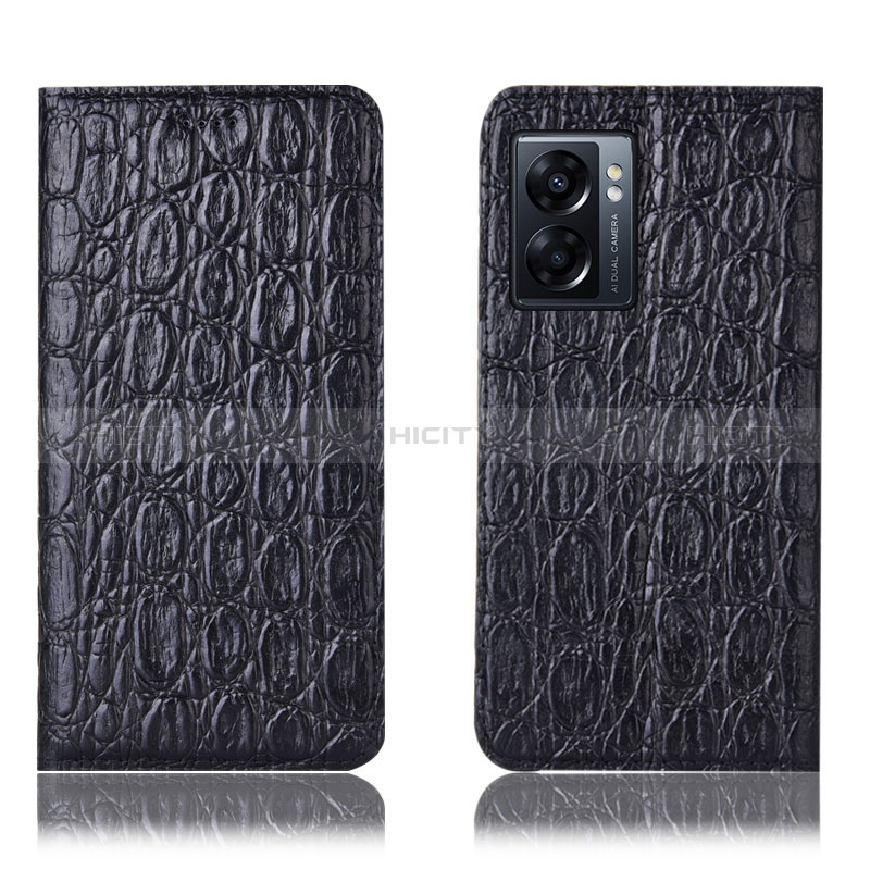 Coque Portefeuille Livre Cuir Etui Clapet H16P pour Oppo A77 5G Noir Plus