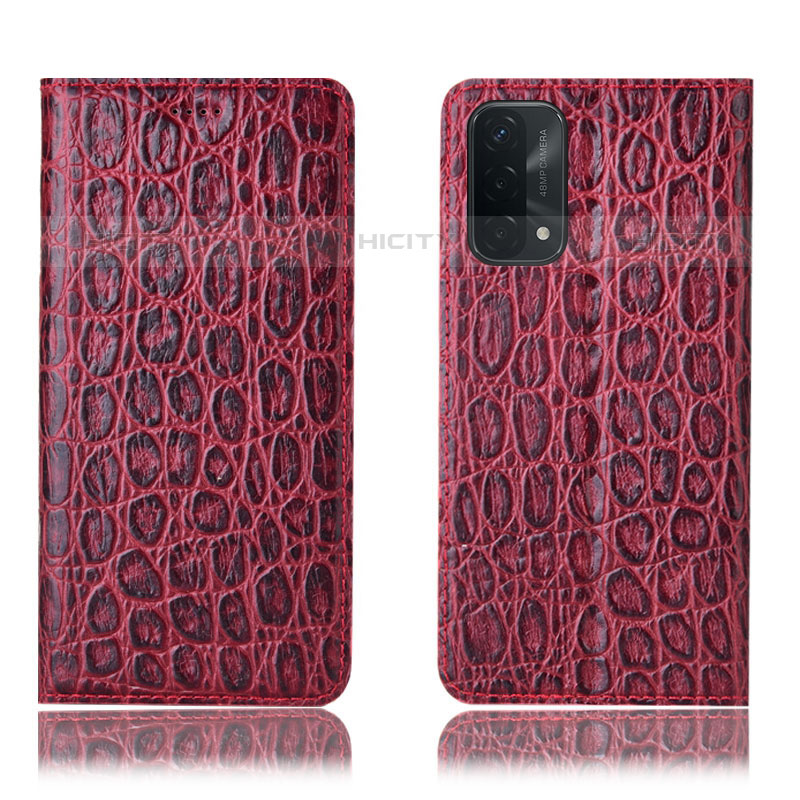 Coque Portefeuille Livre Cuir Etui Clapet H16P pour Oppo A93 5G Rouge Plus