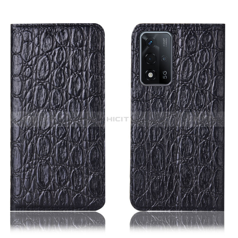 Coque Portefeuille Livre Cuir Etui Clapet H16P pour Oppo A93s 5G Noir Plus