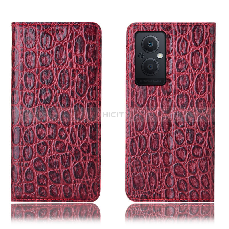 Coque Portefeuille Livre Cuir Etui Clapet H16P pour Oppo A96 5G Rouge Plus