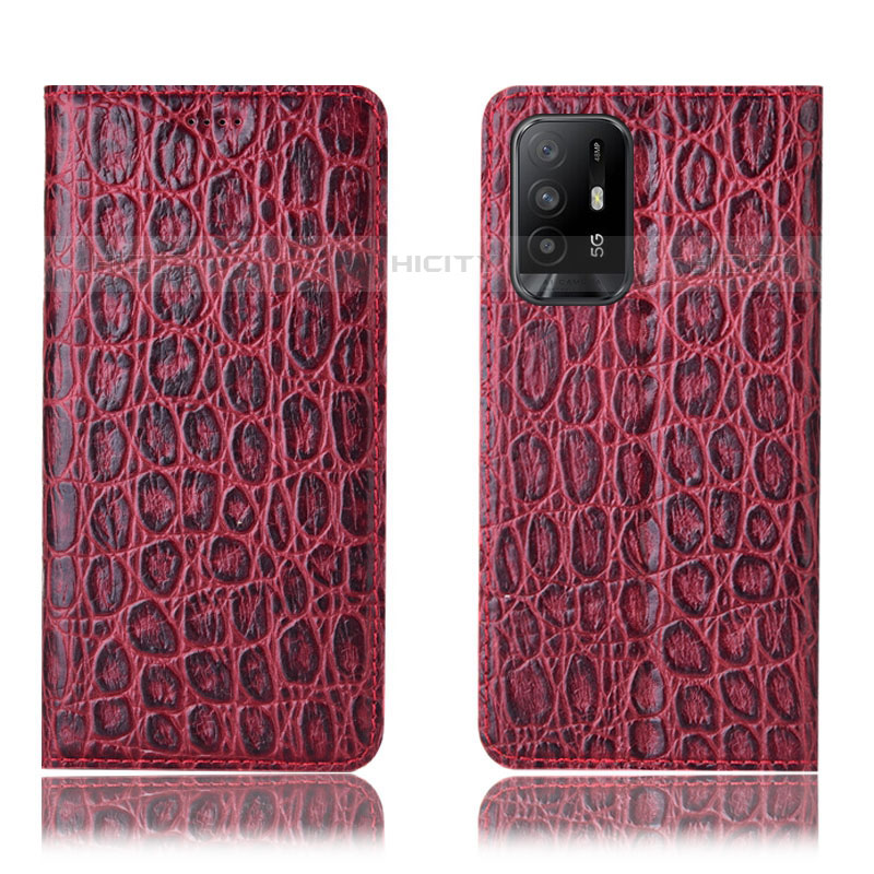 Coque Portefeuille Livre Cuir Etui Clapet H16P pour Oppo F19 Pro+ Plus 5G Rouge Plus