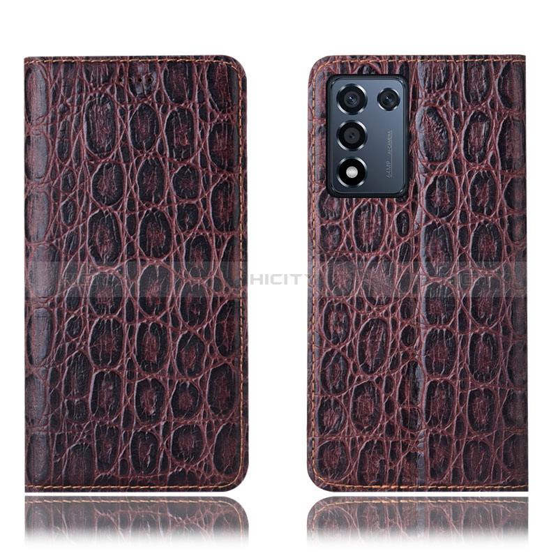 Coque Portefeuille Livre Cuir Etui Clapet H16P pour Oppo K9S 5G Marron Plus