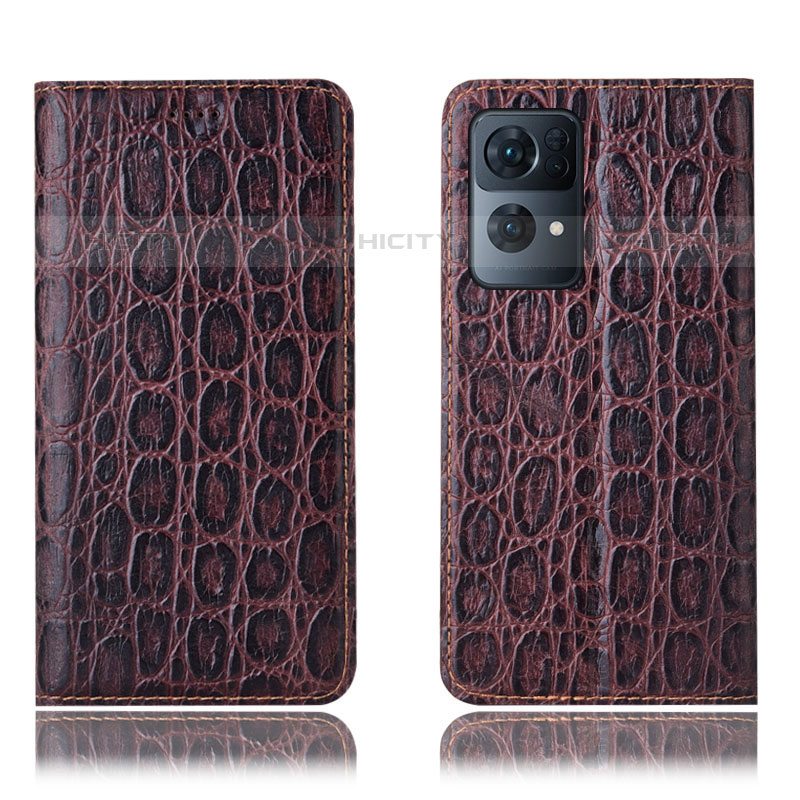 Coque Portefeuille Livre Cuir Etui Clapet H16P pour Oppo Reno7 Pro 5G Marron Plus