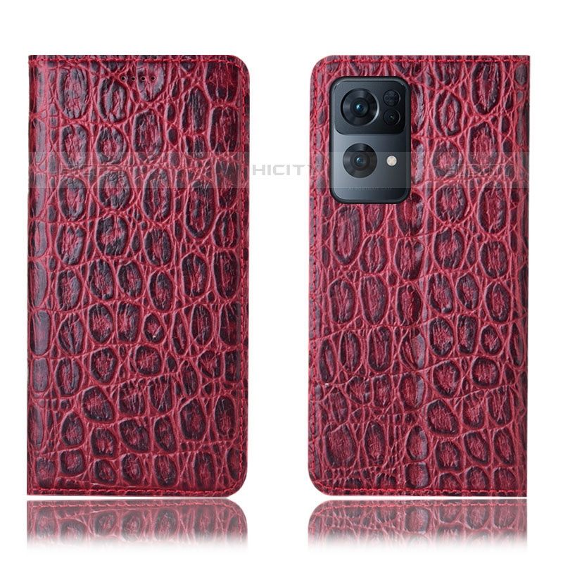 Coque Portefeuille Livre Cuir Etui Clapet H16P pour Oppo Reno7 Pro 5G Rouge Plus