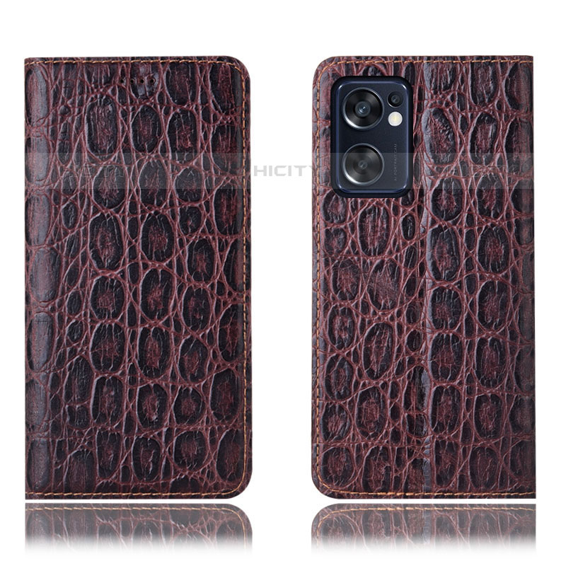 Coque Portefeuille Livre Cuir Etui Clapet H16P pour Oppo Reno7 SE 5G Marron Plus