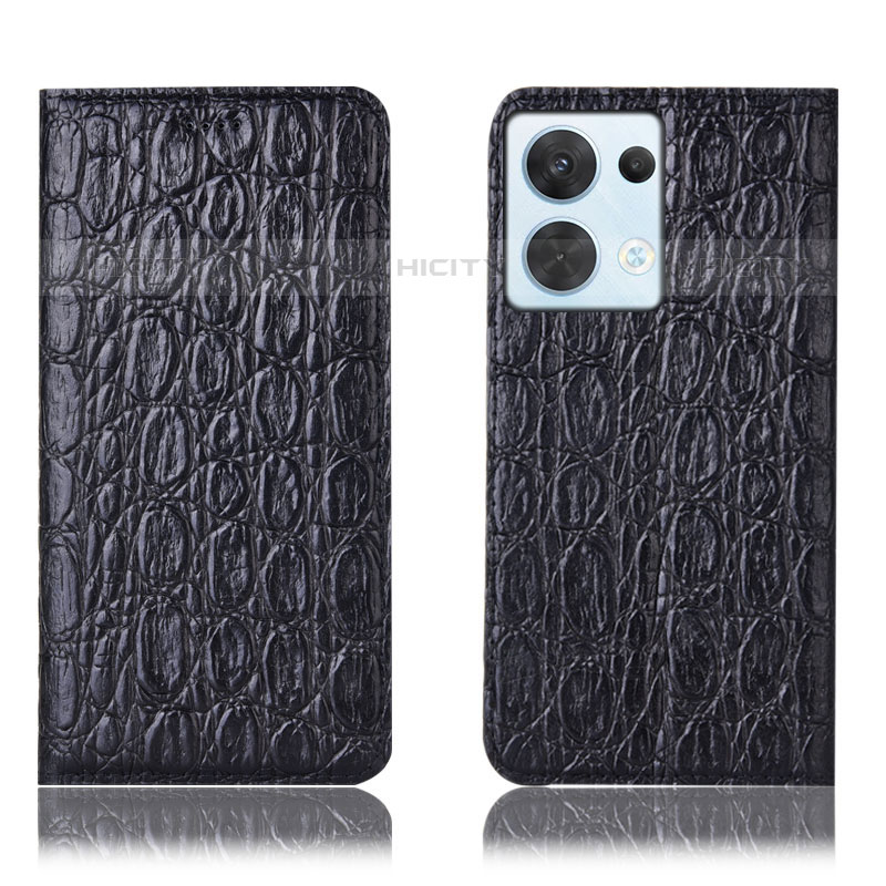 Coque Portefeuille Livre Cuir Etui Clapet H16P pour Oppo Reno8 5G Noir Plus