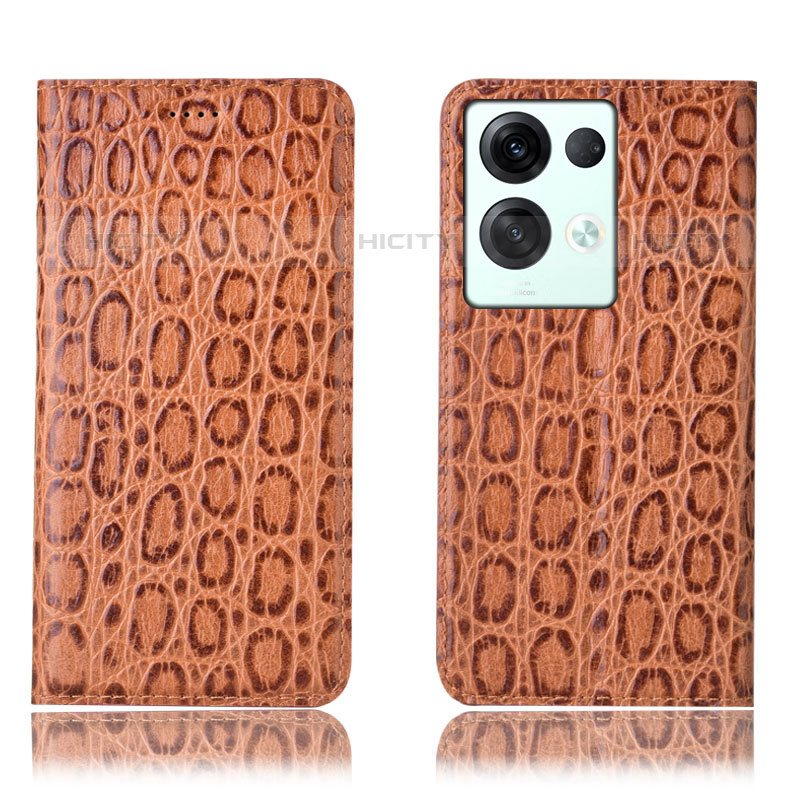 Coque Portefeuille Livre Cuir Etui Clapet H16P pour Oppo Reno8 Pro 5G Brun Clair Plus