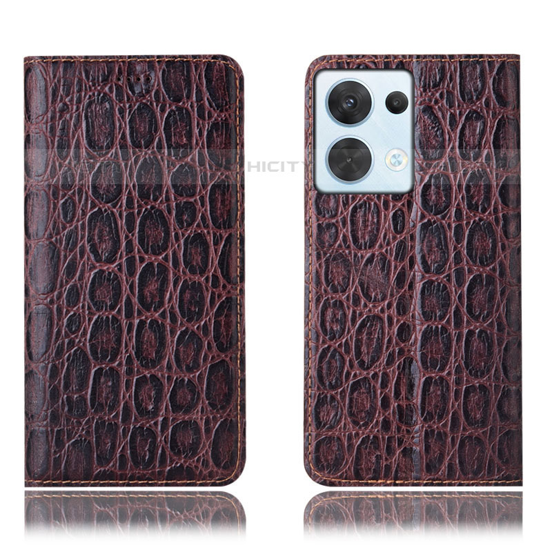 Coque Portefeuille Livre Cuir Etui Clapet H16P pour Oppo Reno9 5G Marron Plus