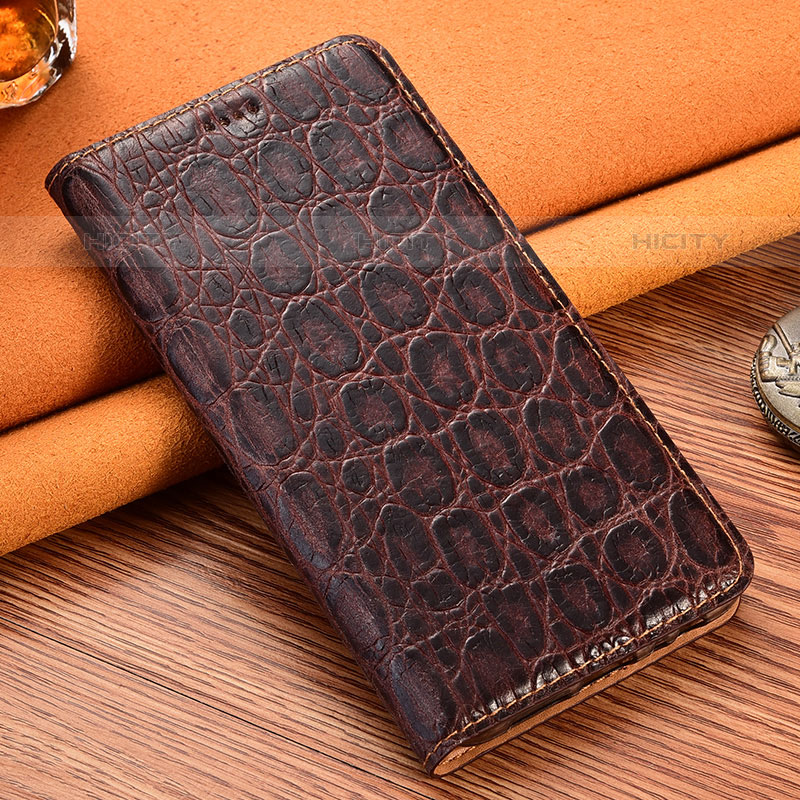 Coque Portefeuille Livre Cuir Etui Clapet H16P pour Vivo iQOO Z7x 5G Marron Plus