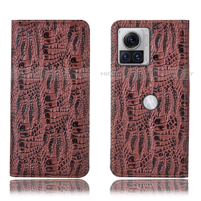 Coque Portefeuille Livre Cuir Etui Clapet H17P pour Motorola Moto Edge 30 Ultra 5G Marron Plus