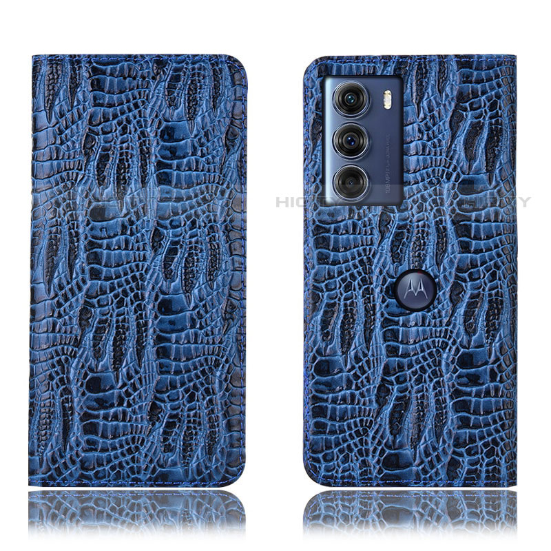 Coque Portefeuille Livre Cuir Etui Clapet H17P pour Motorola Moto Edge S30 5G Bleu Plus