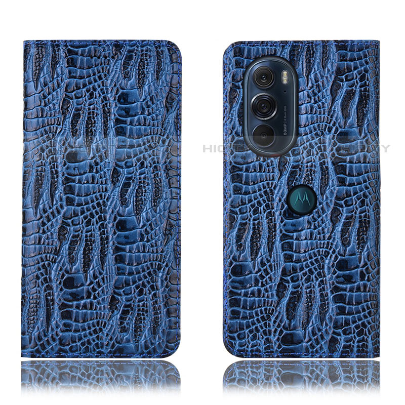 Coque Portefeuille Livre Cuir Etui Clapet H17P pour Motorola Moto Edge X30 5G Bleu Plus