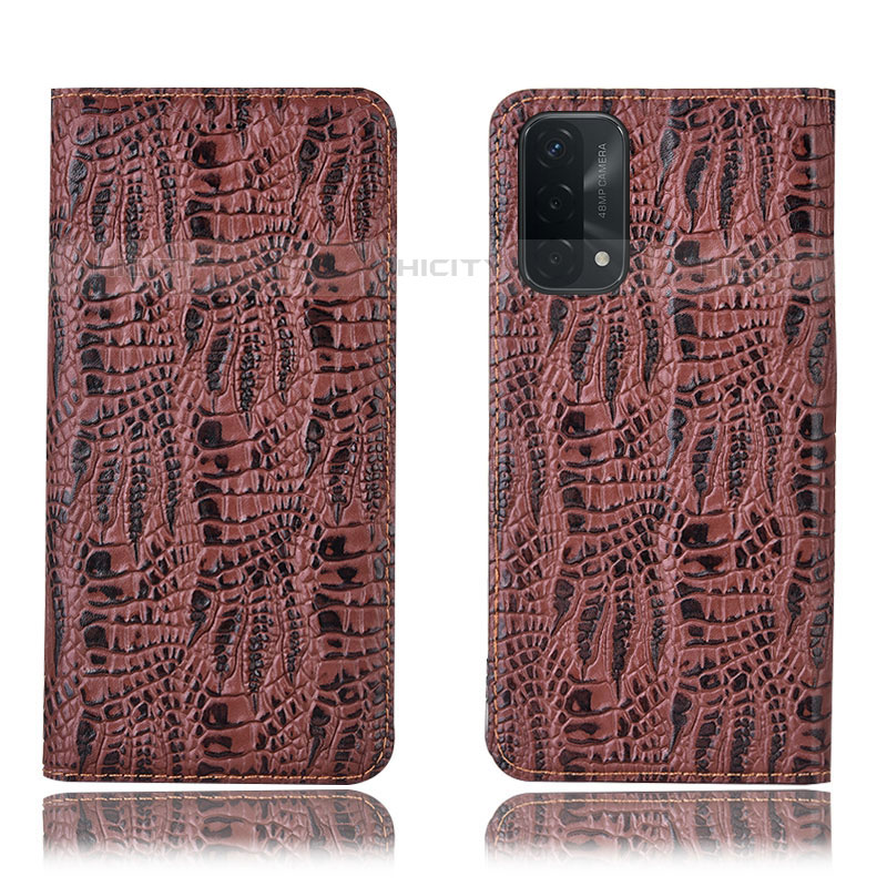 Coque Portefeuille Livre Cuir Etui Clapet H17P pour OnePlus Nord N200 5G Marron Plus