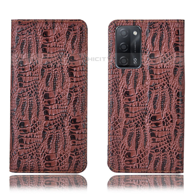 Coque Portefeuille Livre Cuir Etui Clapet H17P pour Oppo A53s 5G Marron Plus