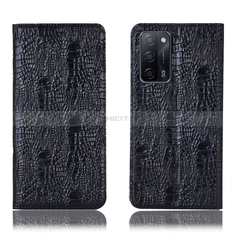 Coque Portefeuille Livre Cuir Etui Clapet H17P pour Oppo A56 5G Noir Plus