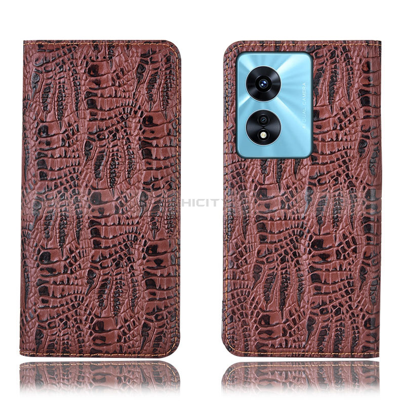 Coque Portefeuille Livre Cuir Etui Clapet H17P pour Oppo A78 5G Marron Plus