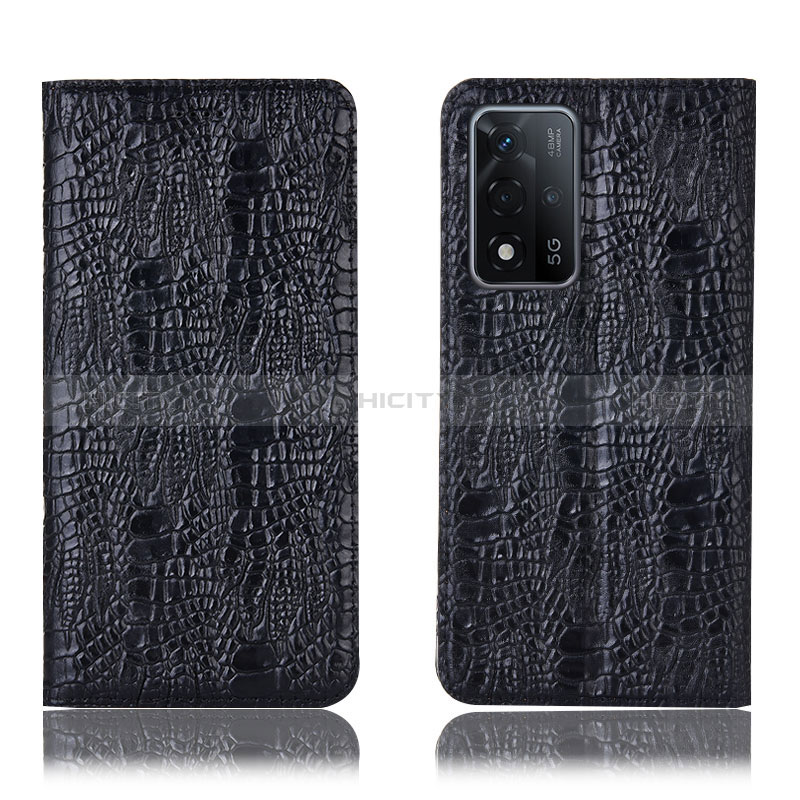 Coque Portefeuille Livre Cuir Etui Clapet H17P pour Oppo A93s 5G Noir Plus