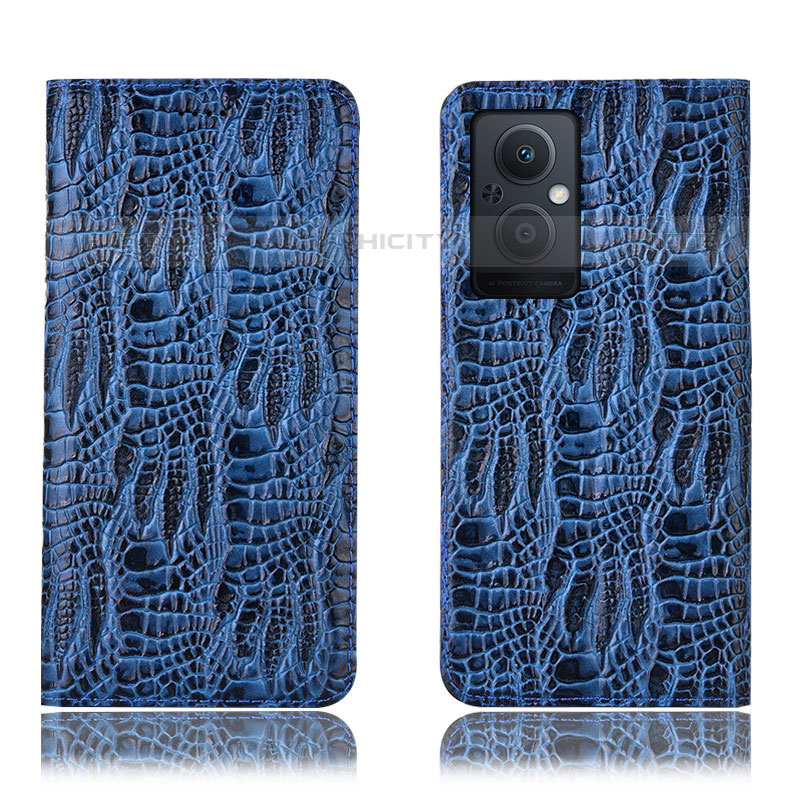 Coque Portefeuille Livre Cuir Etui Clapet H17P pour Oppo F21 Pro 5G Bleu Plus