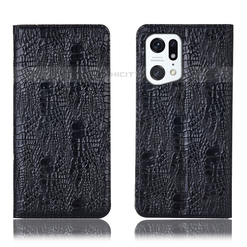 Coque Portefeuille Livre Cuir Etui Clapet H17P pour Oppo Find X5 Pro 5G Noir Plus