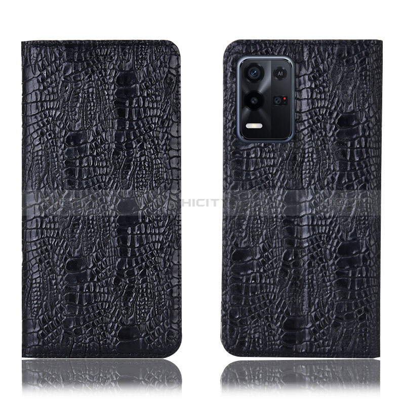 Coque Portefeuille Livre Cuir Etui Clapet H17P pour Oppo K9X 5G Noir Plus